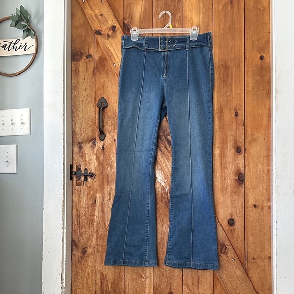 Sincerely Jules Boho Flare Jeans in Blue - Picture 1 of 4